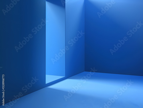Blue minimalist lighting and shadow indoor background image