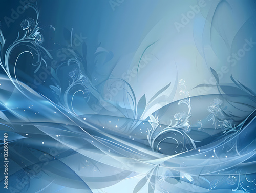Light blue gradient floral line background image