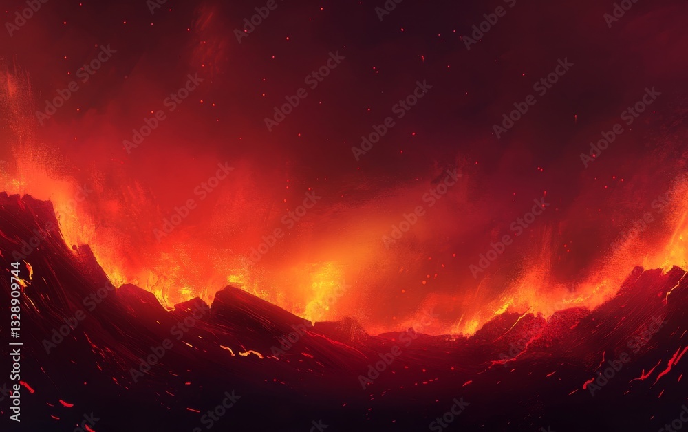 Fototapeta premium A fiery crimson gradient background. Featuring deep reds, rich crimsons, and glowing oranges