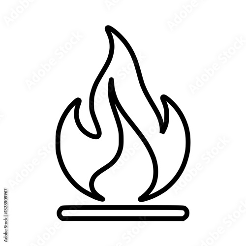 Flame outline icon design, symbol of fire and heat, black color