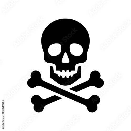 Skull and crossbones silhouette icon design, symbol of danger and toxicity, black color