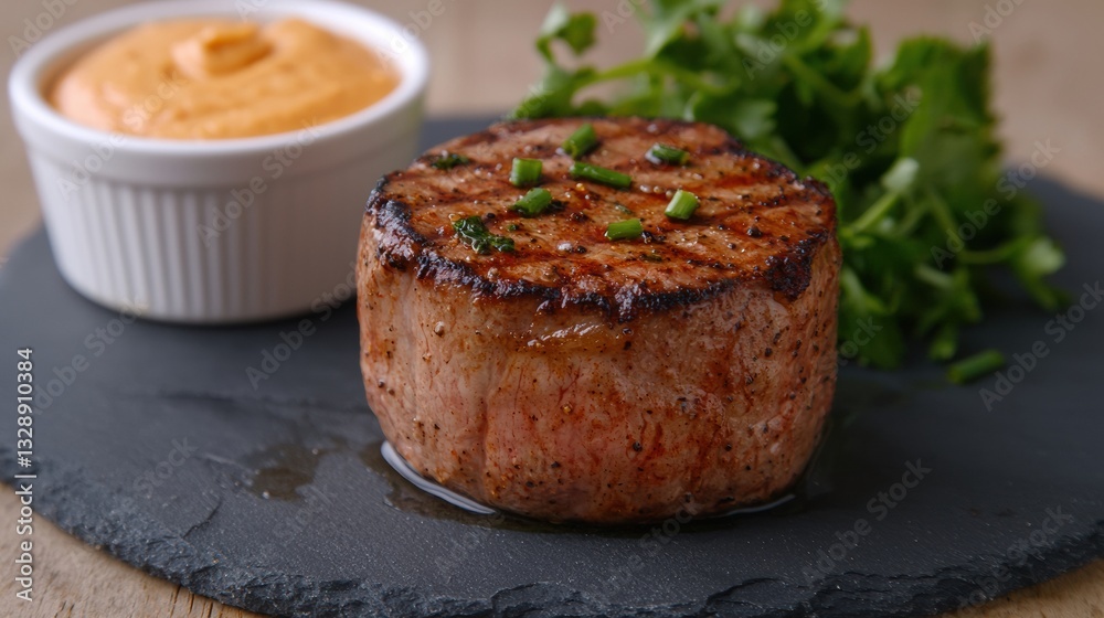 Char grilled steak served on a warm stone plate Char grilled steak served on a warm stone plate