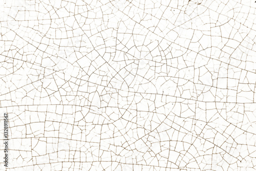 Obraz na płótnie Texture of old white ceramic pottery, tile or vintage painting with cracks, overlay isolated on white or transparent background, png cut out w salonie
