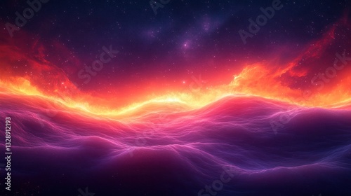 Vibrant Cosmic Spiral with Orange and Purple Swirls in a Starry Galaxy Background