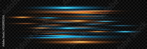 Light effect. Abstract laser beams of light.Horizontal neon lines for banners.Vector.