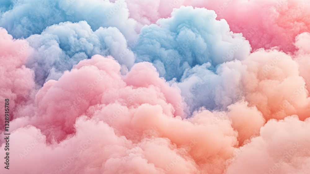 Soft pink and blue clouds create dreamy, vibrant atmosphere Soft pink and blue clouds create dreamy, vibrant atmosphere