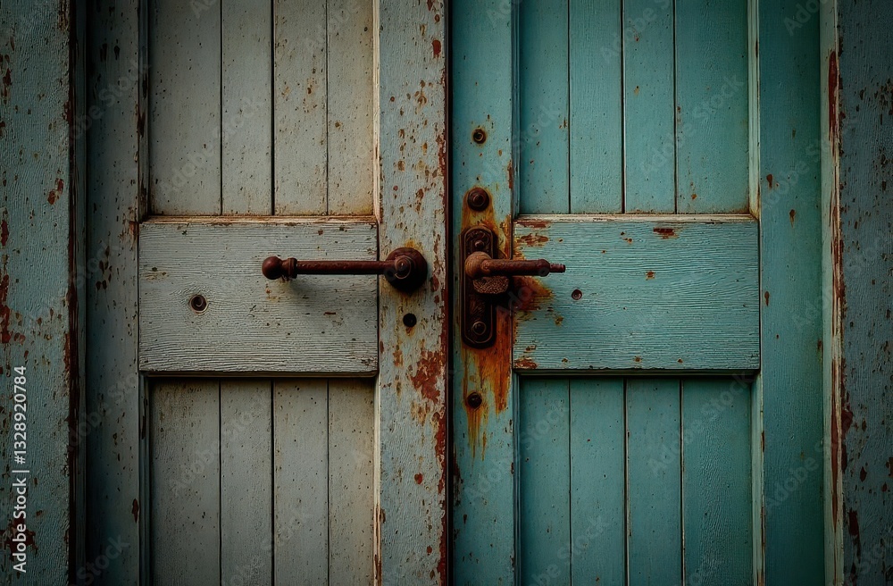 Weathered grunge textures on a rustic blue and gray wooden door Weathered grunge textures on a rustic blue and gray wooden door