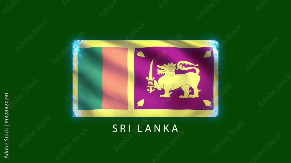 Sri Lanka flag intro. Sri Lanka flag background tech effect. green screen 