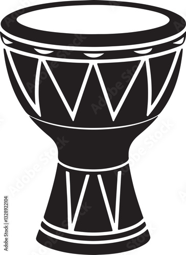 traditional drum darbuka silhouette, black and white silhouette, vector and illustration