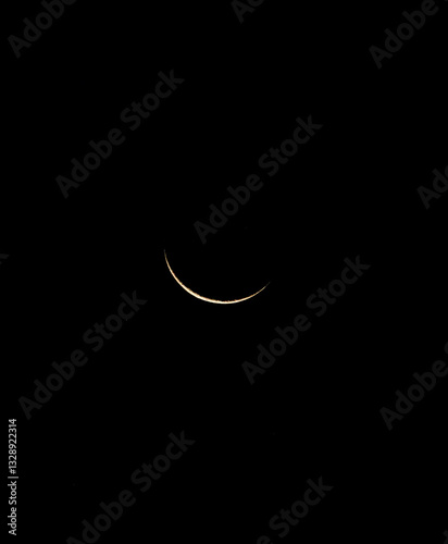 Beautiful Hilal or Crescent Moon on Ramadan night