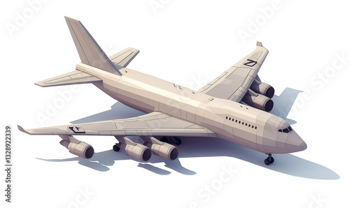 Cargo plane low poly 3D isometric illustration with polygonal geometric design