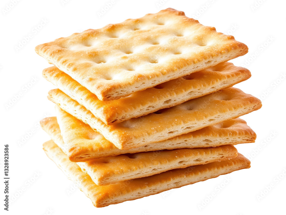 Isolated Stack of Five Square Crackers Isolated Stack of Five Square Crackers