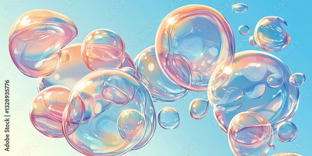 Iridescent Soap Bubbles Floating in Sunlight Banner Iridescent Soap Bubbles Floating in Sunlight Banner