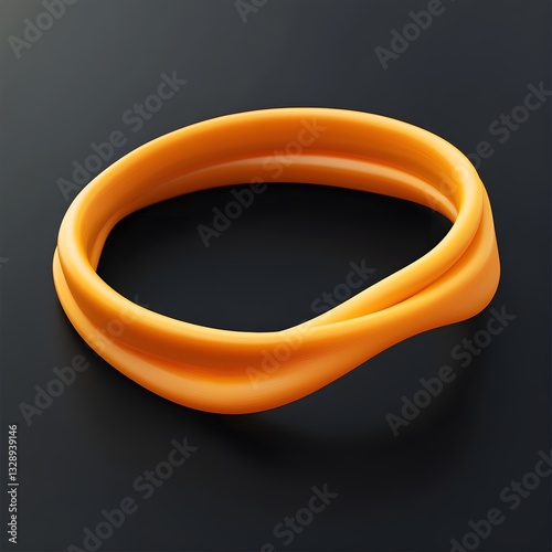 Orange silicone wristband, twisted design, dark background, smooth surface, product shot, simple, modern, wearable, accessory, rubber.