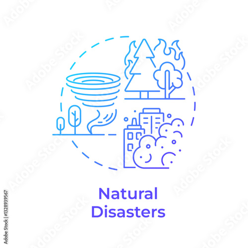Natural disasters blue gradient concept icon. Type of critical events. Travel risk management service. Round shape line illustration. Abstract idea. Graphic design. Easy to use in presentation