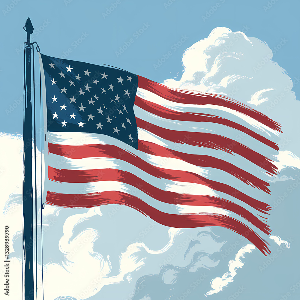 Obraz premium USA Flag Drawing