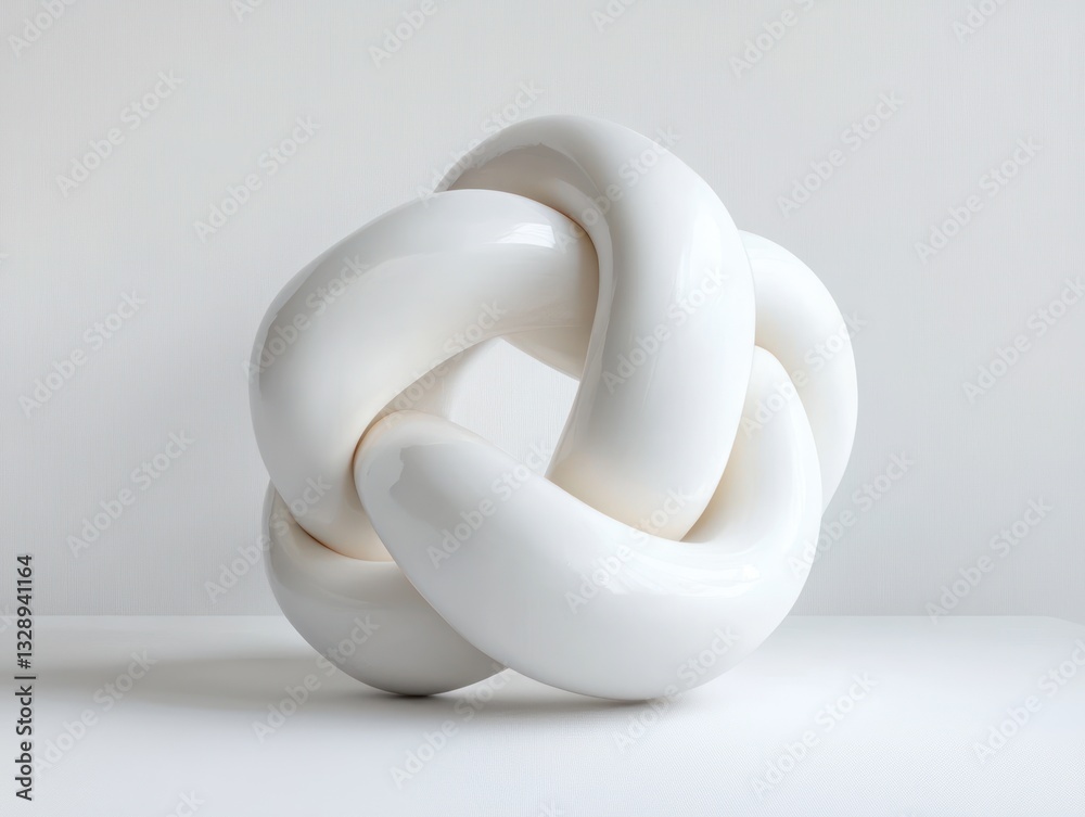 Minimalist Abstract Knot Sculpture 3D Geometric Shape White Minimalist Abstract Knot Sculpture 3D Geometric Shape White