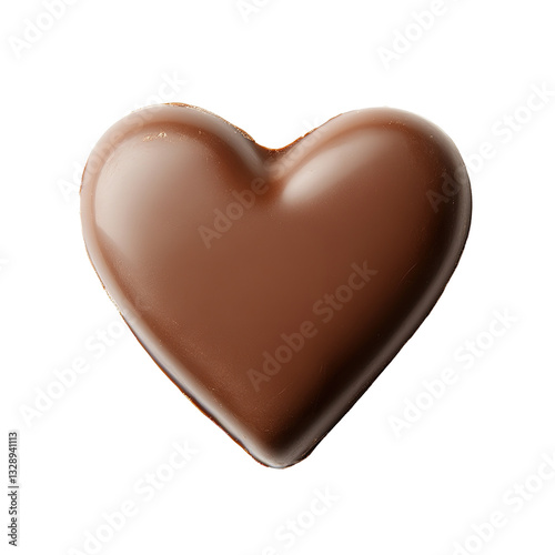 A single heart-shaped chocolate candy is presented isolated on transparent background.