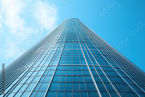 Modern Skyscraper with Clean Lines and Symmetry Under Blue Sky in London City