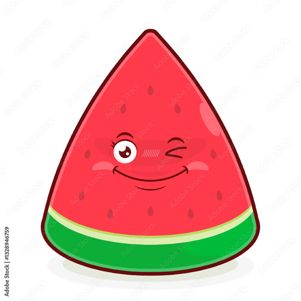 watermelon slice playful face cartoon cute