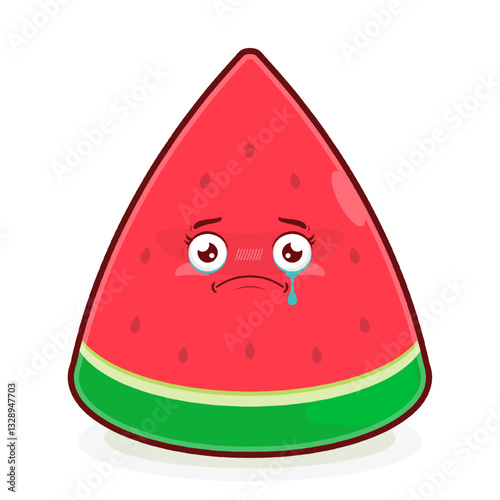 watermelon slice crying face cartoon cute