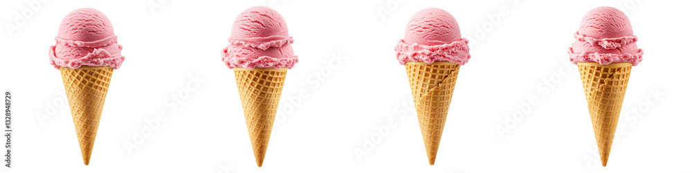 Strawberry Ice Cream Cone, Cut Out Set Strawberry Ice Cream Cone, Cut Out Set