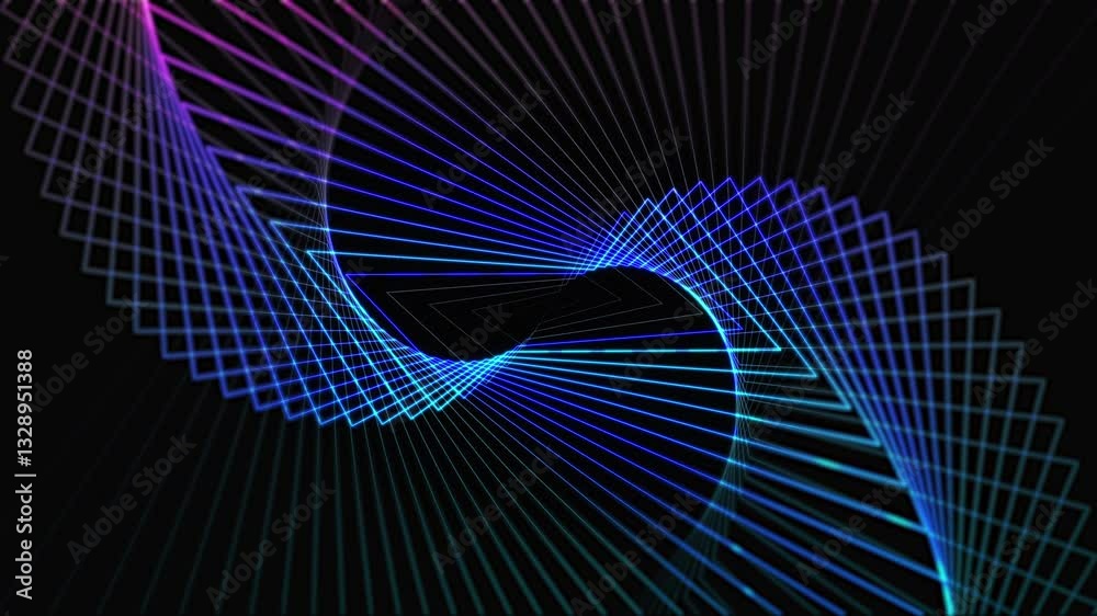 Abstract animation of shapes. Movement on a colored background of lines of squares and triangles. Moving video background.