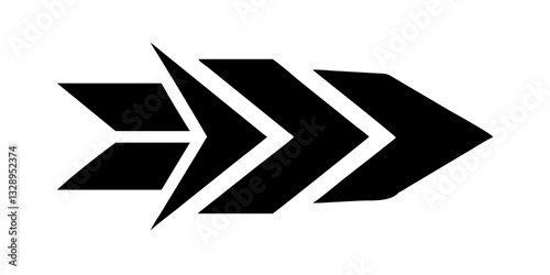 Black geometric arrow pointing right