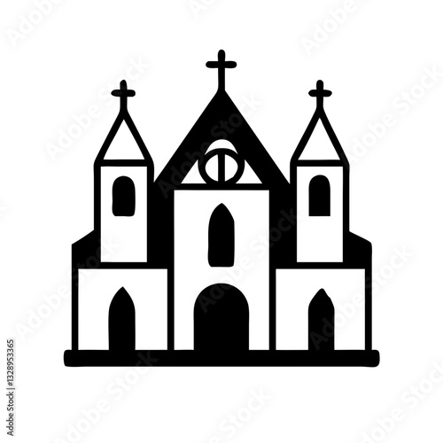 Black and white Gothic cathedral icon