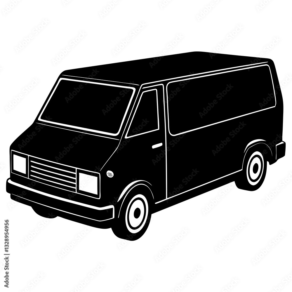 cargo van black silhouette vector, Simple silhouette Design vector icon with white background. Transport vector illustration cargo van black silhouette vector, Simple silhouette Design vector icon with white background. Transport vector illustration