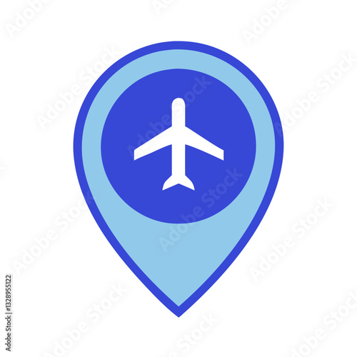 Airplane pin icon in blue