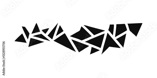 Black shattered polygonal abstract shape
