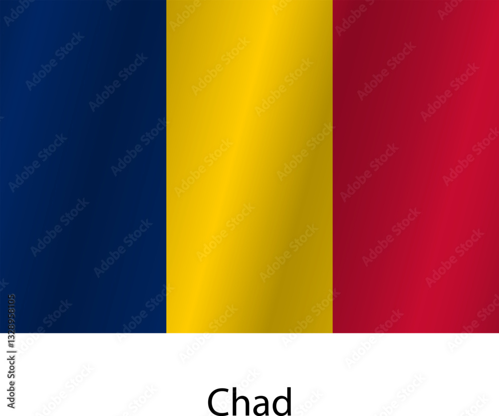 Fototapeta premium Flag of the country Chad on a white background