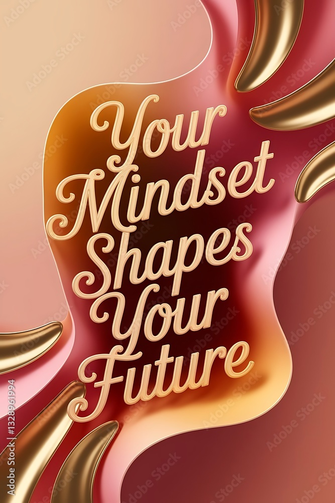 Obraz premium Your mindset shapes your future. Typography and Colorful Background Motivational Quote T-shirt Design Illustration