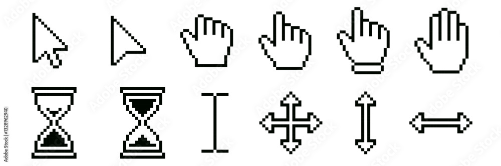 cursor icon pixel. cursor icon set.