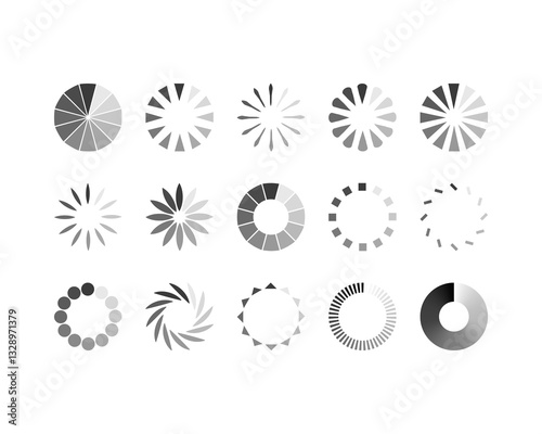 Collection Loading bar status icon. Vector illustration. Set of vector loaded icons. Download progress. Donload or Upload.