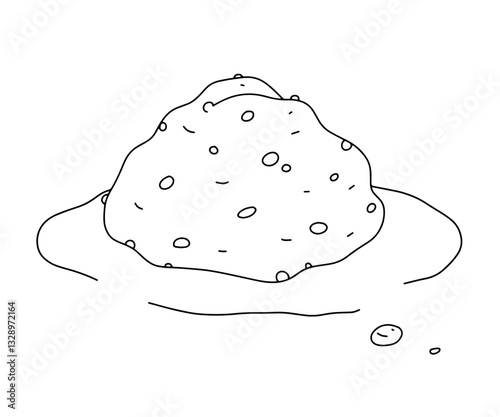 Dough for Easter cakes or pastries. Contour drawing for postcards and logos or coloring pages. Vector
