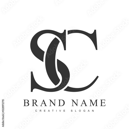 SC trendy logotype template. Initial letter s and c classic font style. Creative logo for company name or identity.