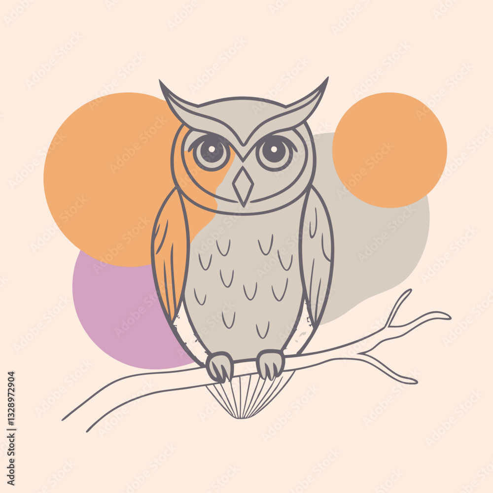 Fototapeta premium a mysterious black silhouette of an owl perched on a branch, 