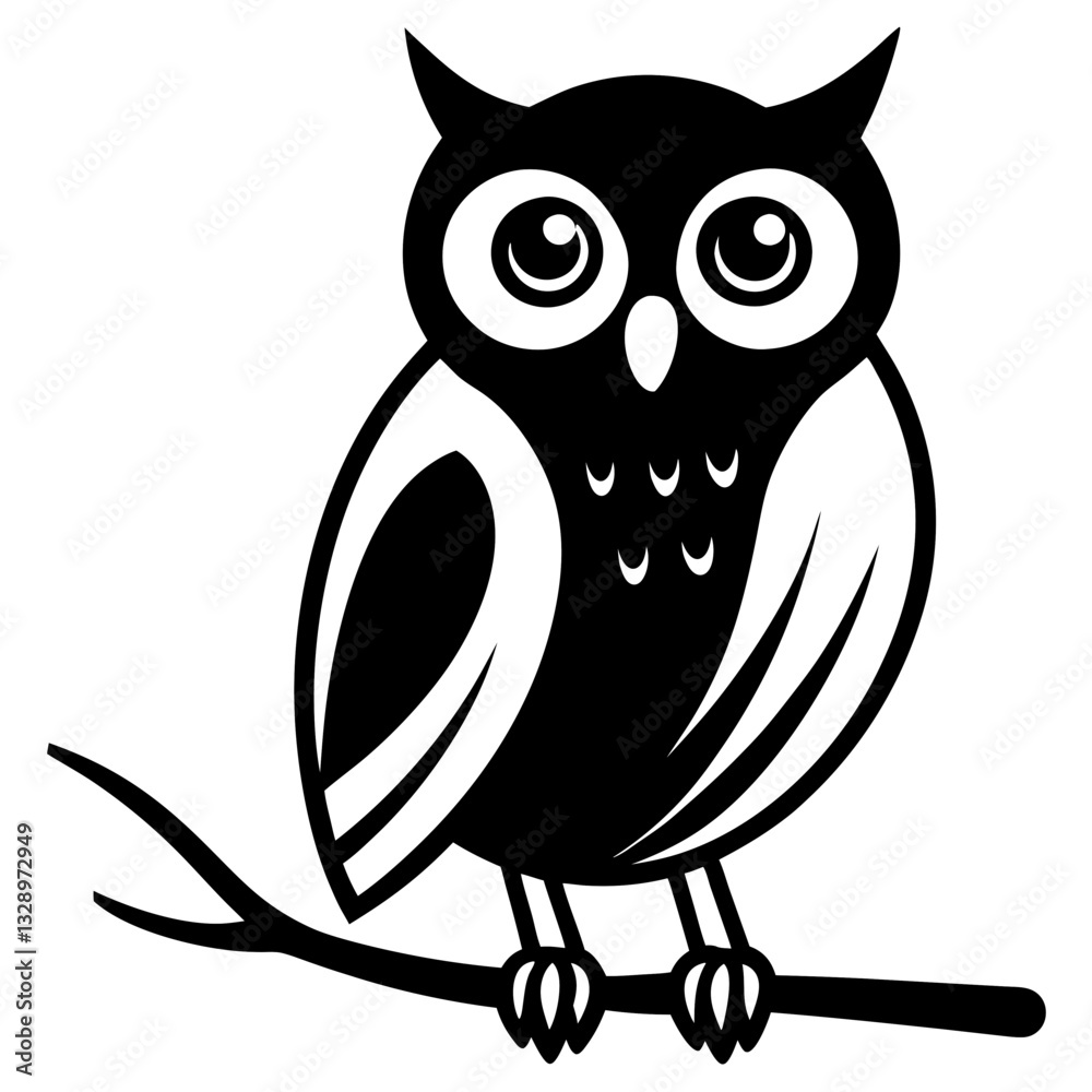 Fototapeta premium a mysterious black silhouette of an owl perched on a branch, 