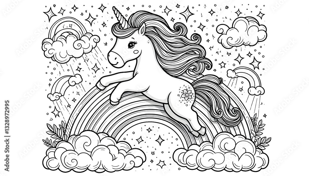 Obraz premium Unicorn Sketch for Kids Drawing