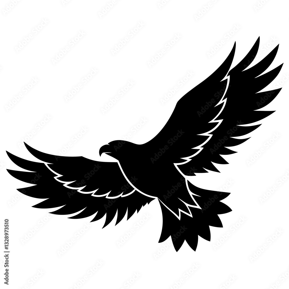 Obraz premium a sharp and clean black silhouette of an eagle soaring with its wings fully spread 