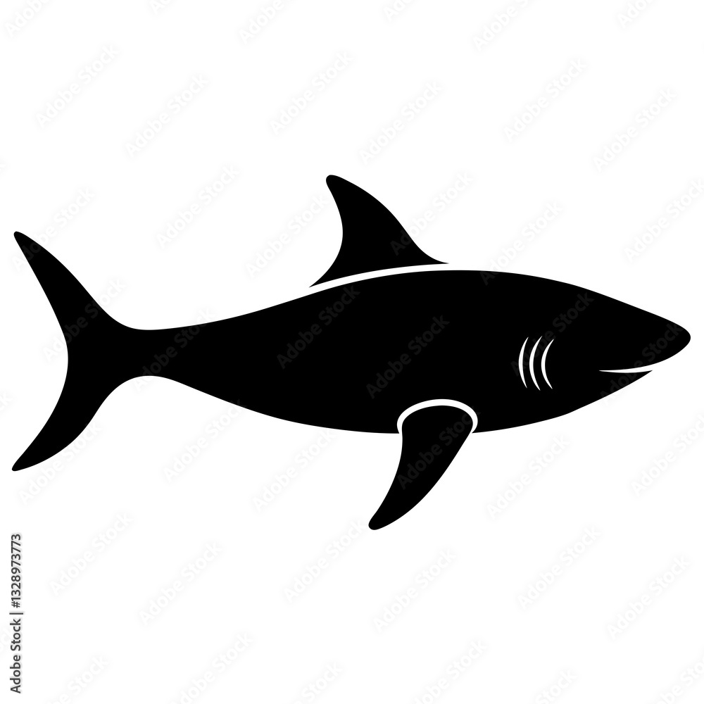 Obraz premium a sleek black silhouette of a shark swimming 