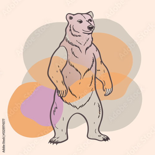 a strong black silhouette of a bear standing on its hind legs, 