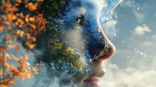 Seasons and Change: A figure encapsulated by the seasons-spring, summer, fall, and winter-symbolizing the continuous process of personal growth and change.
