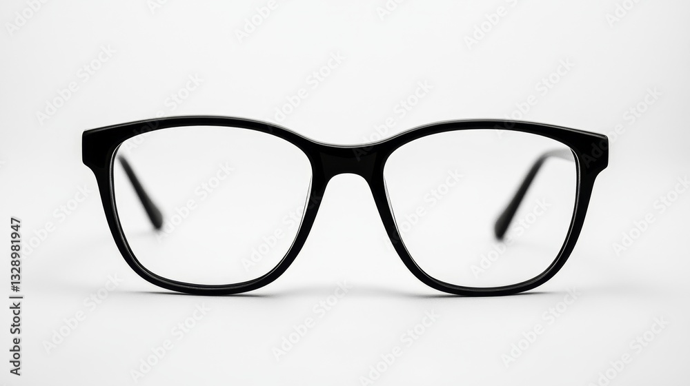 Sleek Black Eyeglasses in Frameless Design on White Background Sleek Black Eyeglasses in Frameless Design on White Background