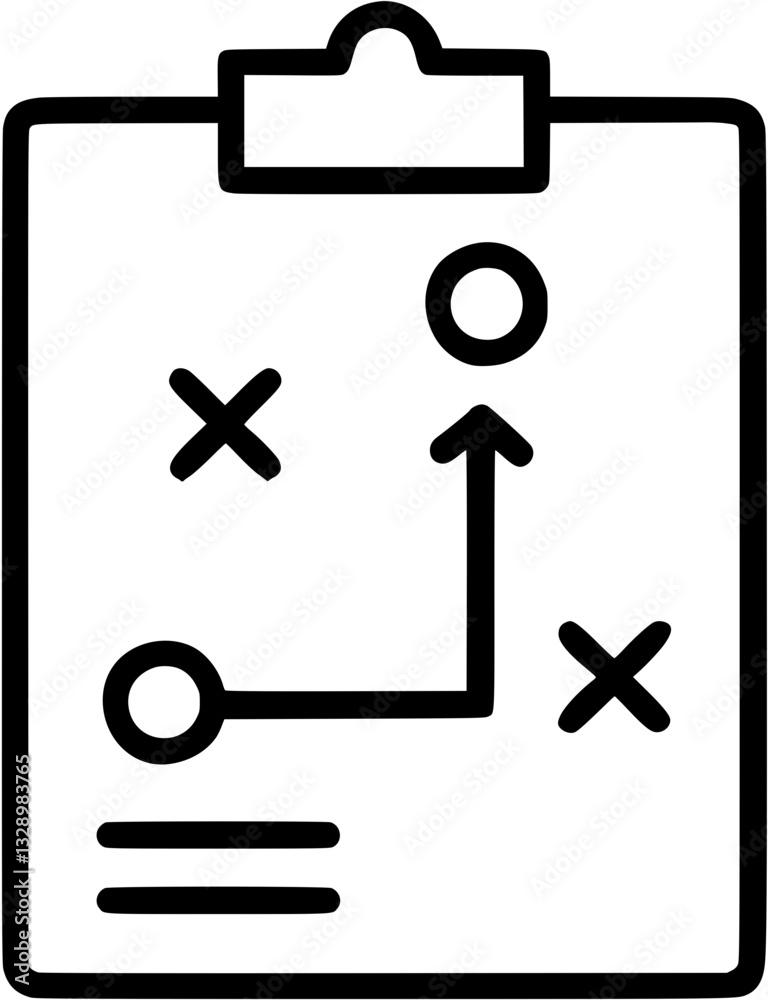 Fototapeta premium Strategic planning in outline icon style, management and organization category theme.