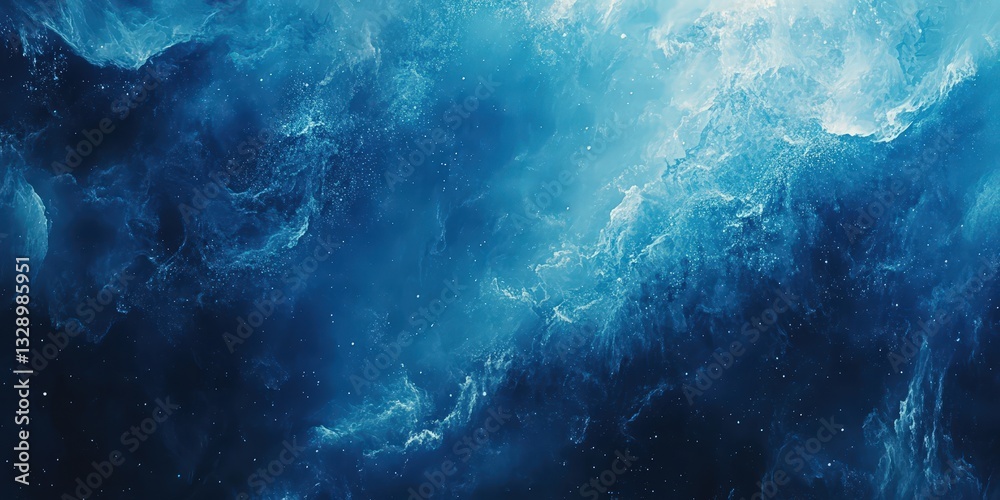 Obraz premium A mesmerizing deep blue and white galaxy spirals in an intricate dance of stars and swirling patterns, revealing its vast cosmic beauty in this intimate close-up view