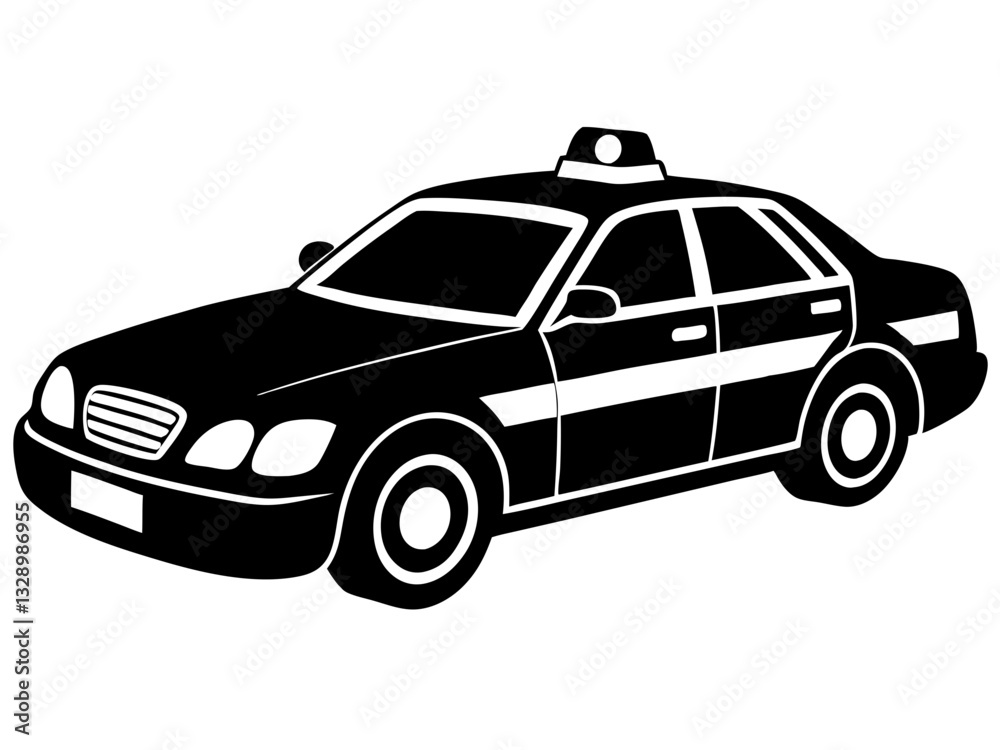 police car black silhouette vector, Simple silhouette Design vector icon with white background. Transport vector illustration police car black silhouette vector, Simple silhouette Design vector icon with white background. Transport vector illustration