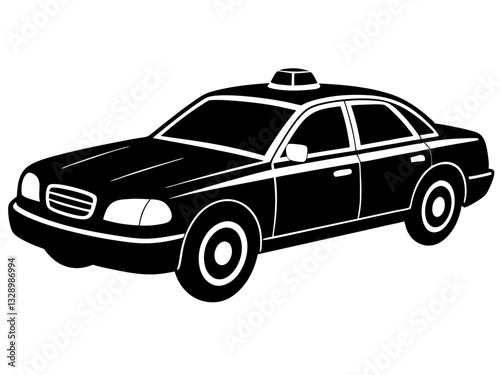 police car black silhouette vector, Simple silhouette Design vector icon with white background. Transport vector illustration 